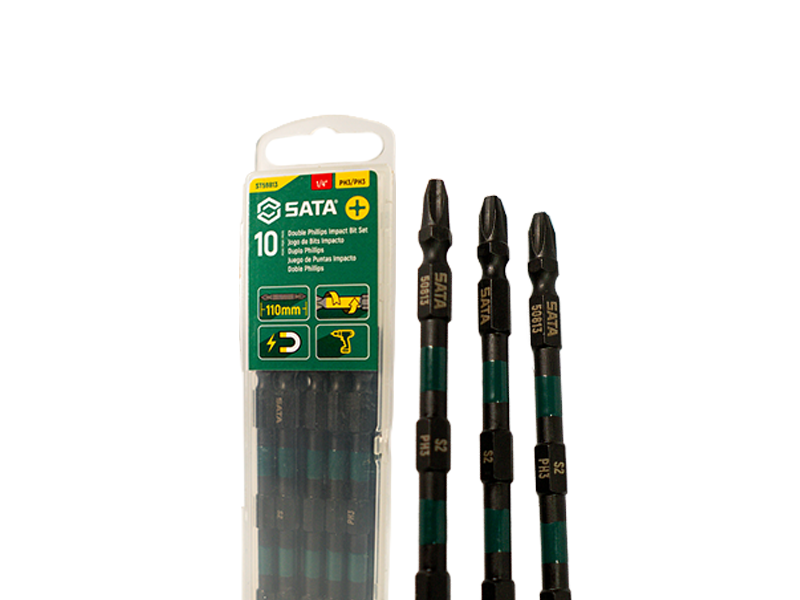 JOGO DE BITS DE IMPACTO PHILLIPS 3" 110MM COM 10 PEÇAS ST59813 SATA
