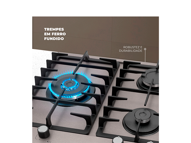 FOGÃO A GÁS COOKTOP 5 BOCAS TRIPLA CHAMA PLATINIUM PRIME 38420[107470] BIVOLT FISCHER