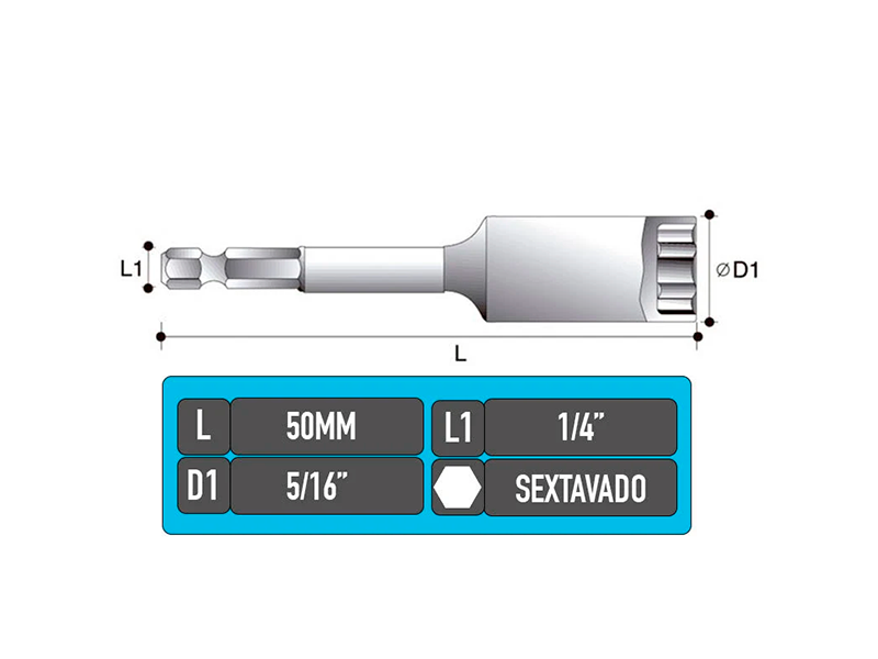 SOQUETE MAGNÉTICO 5/16" B-38772 MAKITA