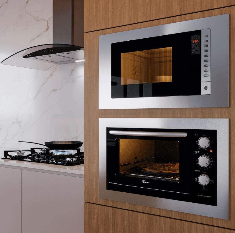 FORNO MICRO-ONDAS DE EMBUTIR FISCHER FIT LINE 25LT COM FUNÇÃO DESCONGELAR 220V 34900.98440