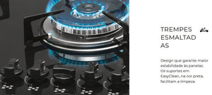 FOGÃO COOKTOP 5Q TC GÁS MESA VIDRO 1743(5733) BIVOLT FISCHER