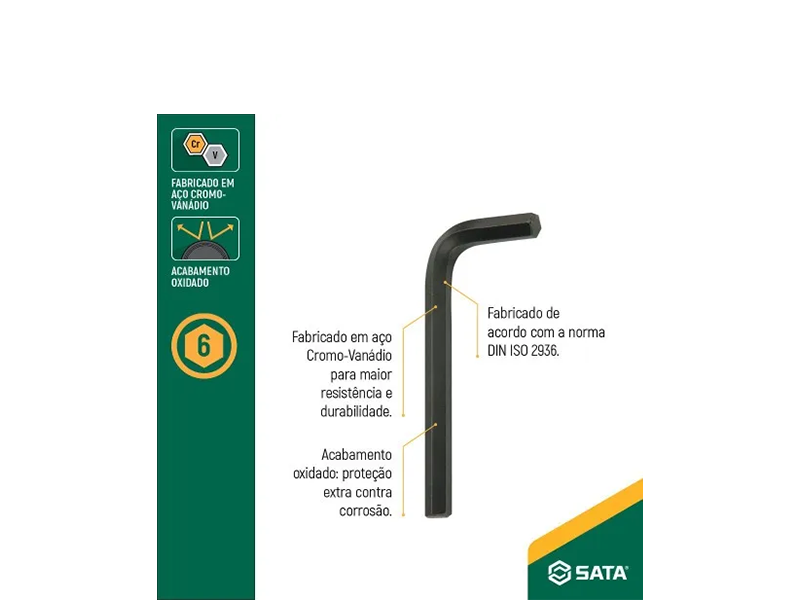 JOGO CHAVE HEXAGONAL 1,5 A 10MM COM 9 PEÇAS ST09129L SATA