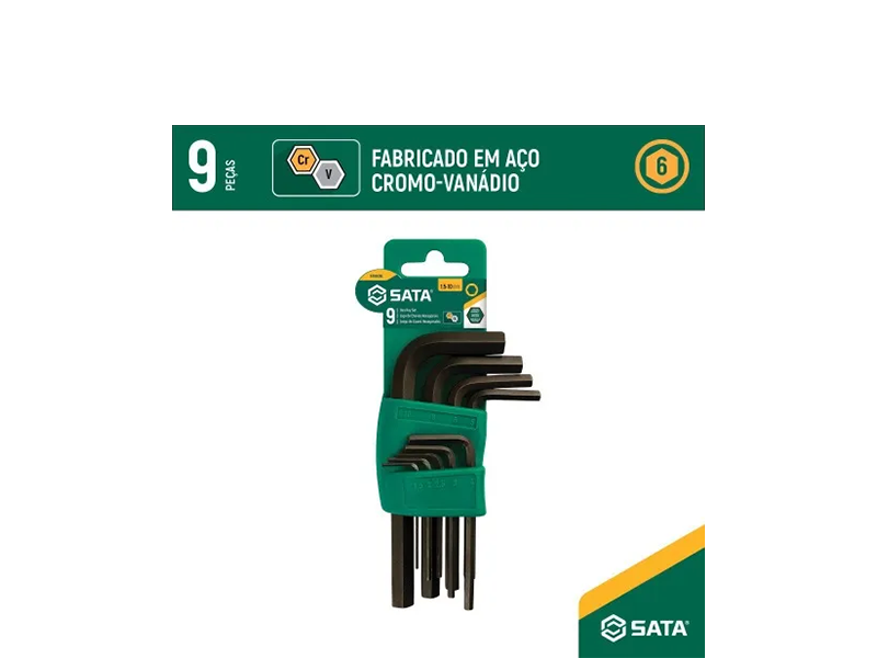 JOGO CHAVE HEXAGONAL 1,5 A 10MM COM 9 PEÇAS ST09129L SATA