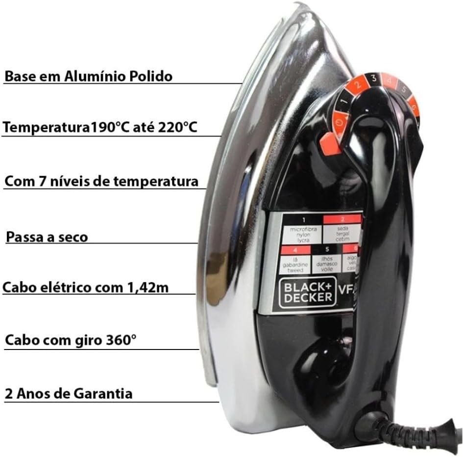 FERRO SECO METÁLICO VFA1110XM6-B2 220V BLACK & DECKER
