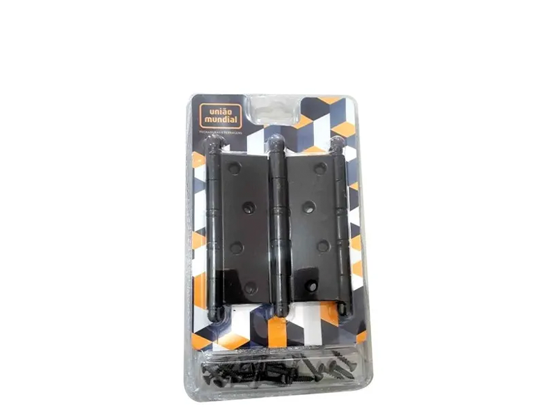 DOBRADIÇA AÇO REFORÇADA 4" X 3" PTO COM ANEL 621906 UNIÃO MUNDIAL