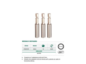 ADAPTADOR MAGNÉTICO BIT HEXAGONAL 1/4" COM 3 PEÇAS ST59273ST SATA