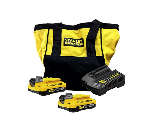 KIT 2 BATERIAS+CARREGADOR+BOLSA 20V SCB222CK-BR STANLEY