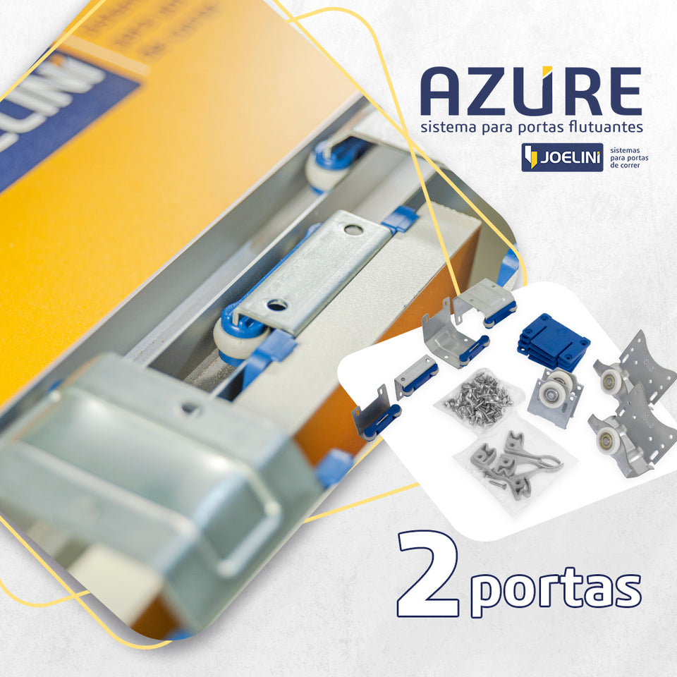 KIT PORTA DE CORRER AZURE 2 PORTAS 50KG SOBREPOR JOELINI
