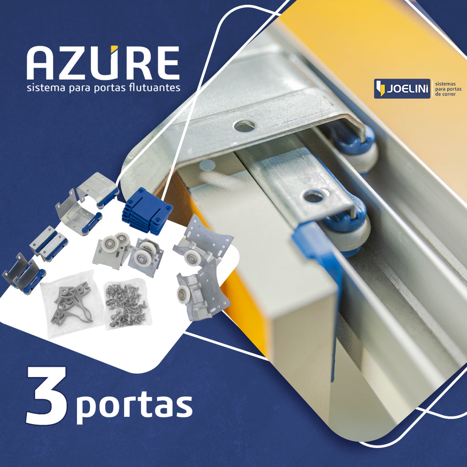 KIT PORTA DE CORRER AZURE 3 PORTAS 50KG SOBREPOR JOELINI