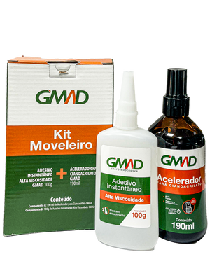 KIT MOVELEIRO ADESIVO INSTÃNTANEO 100G + ACELERADOR 190ML GMAD