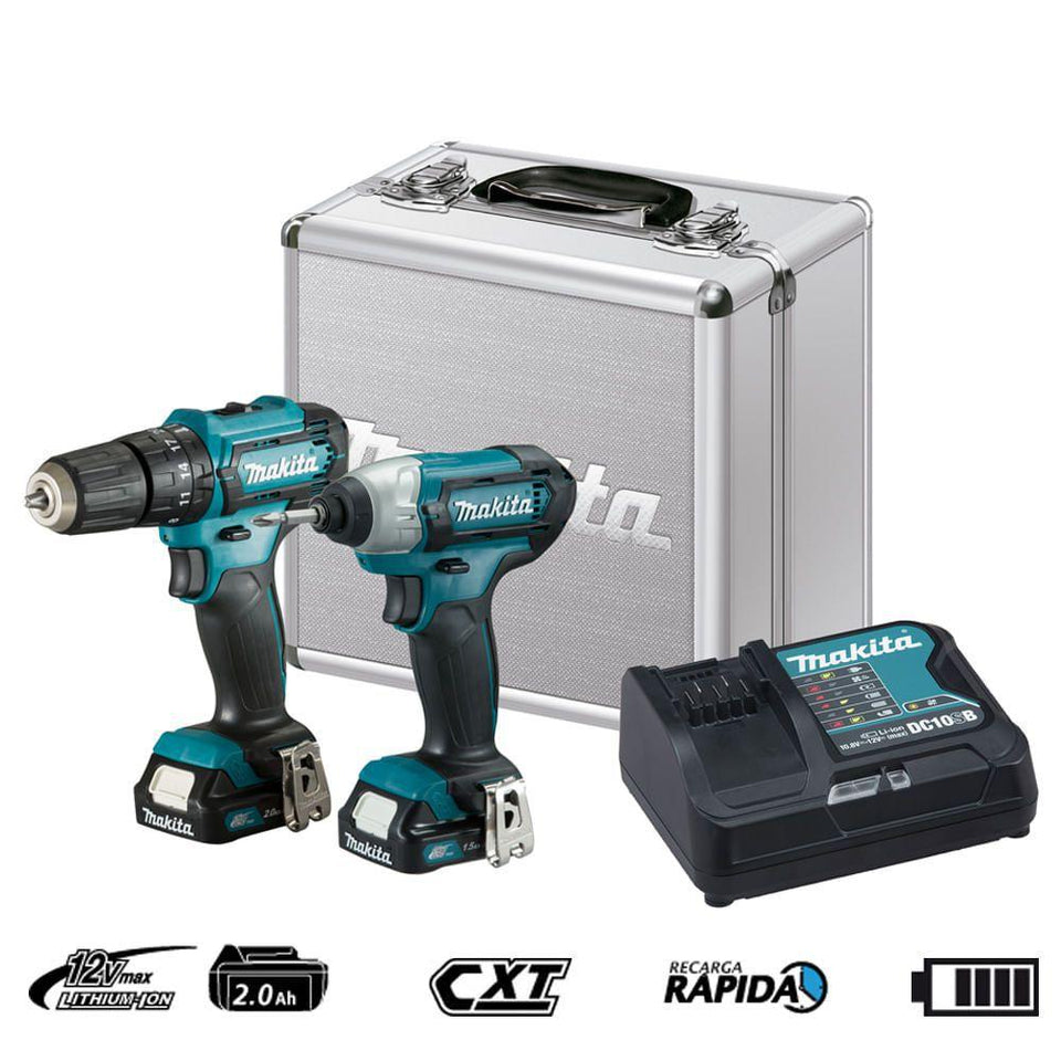 KIT PARAFUSADEIRA/ FURADEIRA DE IMPACTO + PARAFUSADEIRA DE IMPACTO 12V CLX228SAX MAKITA
