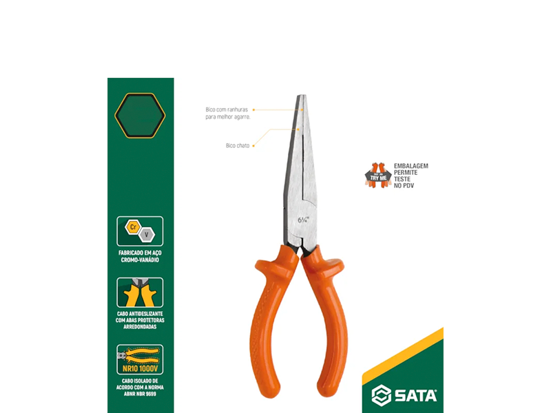 ALICATE BICO CHATO LONGO 7" ST72710G SATA