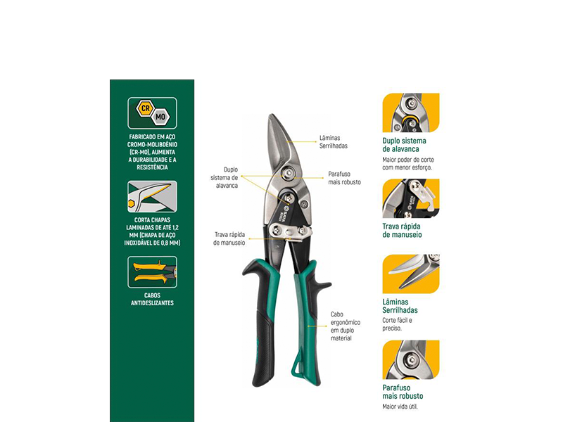 TESOURA CHAPA 10" TIPO AVIAÇÃO DIREITO ST93102G SATA