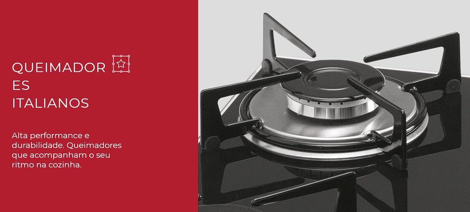 FOGÃO COOKTOP 5Q TC GÁS MESA VIDRO 1743(5733) BIVOLT FISCHER