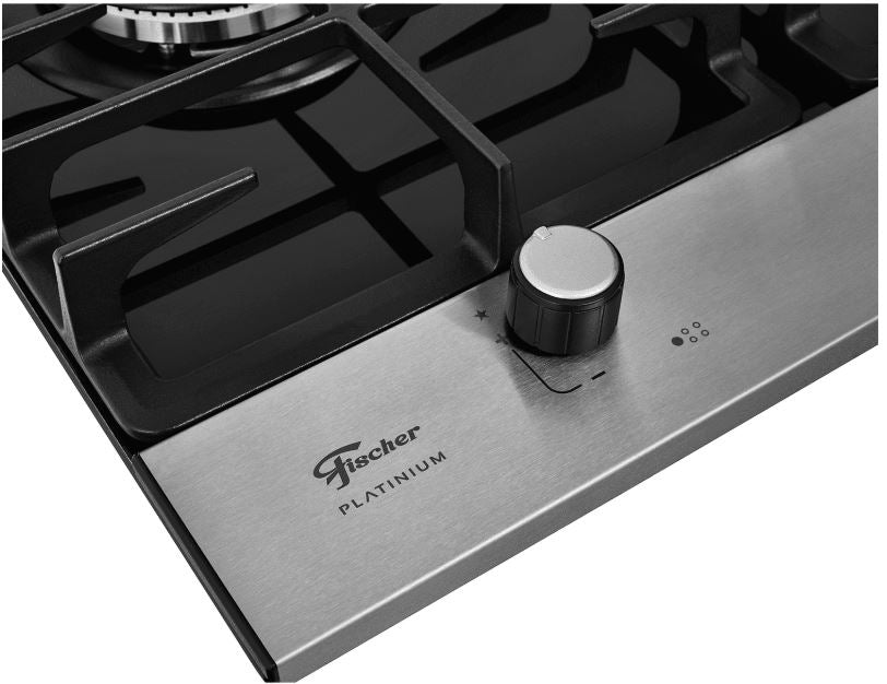 FOGÃO COOKTOP FISCHER 5Q TRIPLA CHAMA PLATINIUM TEMPRE DE FERROI MESA DE VIDRO PRETO BIVOLT 33810.92122