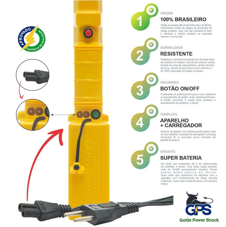 APARELHO DE CHOQUE FERRÃO ELETRÔNICO 65CM BIVOLT GOIÁS POWER SHOCK