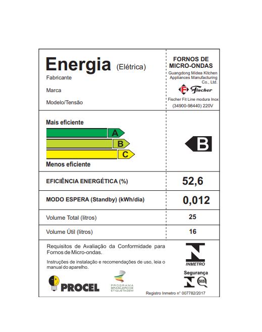 FORNO MICRO-ONDAS DE EMBUTIR FISCHER FIT LINE 25LT COM FUNÇÃO DESCONGELAR 220V 34900.98440