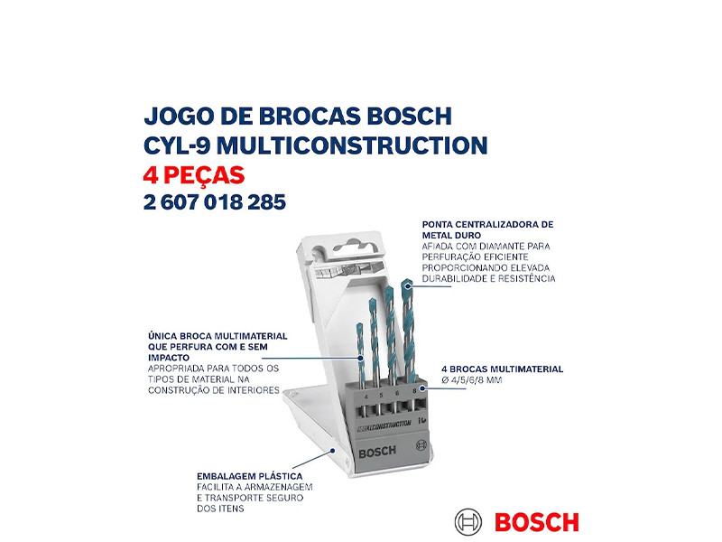 JOGO DE BROCAS MULTIUSO CYL-9 COM 4 PEÇAS 2607018285 BOSCH