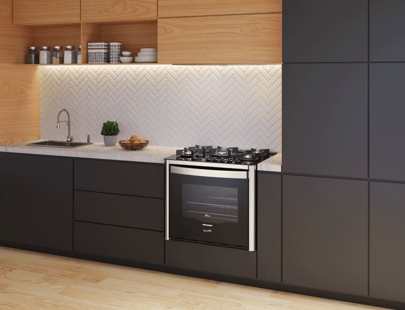FOGÃO DE EMBUTIR FISCHER 5Q TRIPLA CHAMA GRAN CHEFF COM GRILL MESA DE VIDRO 28550.65541