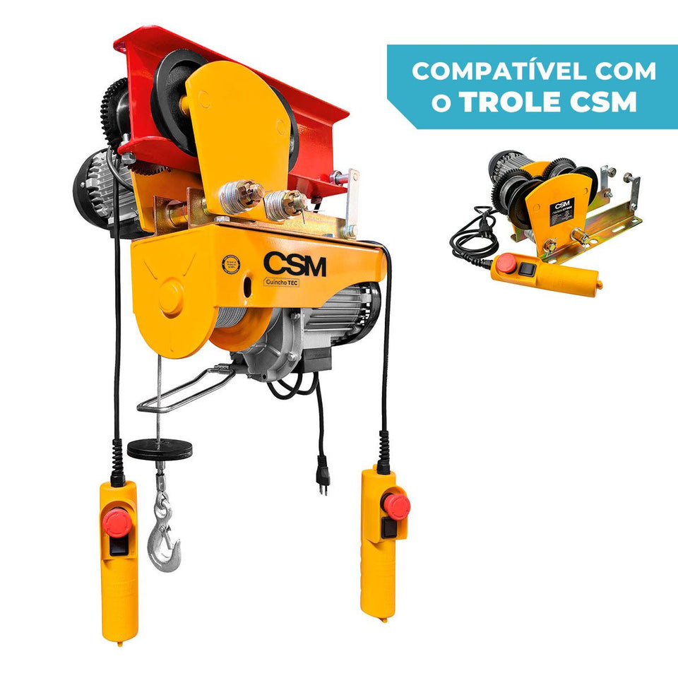 GUINCHO DE COLUNA ELÉTRICO TEC 500/1000KG MONOFÁSICO SEM CAÇAMBA CSM