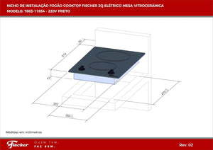 FOGÃO COOKTOP 2Q ELETRICO VITROCERÂMICA 7883.11654 220V FISCHER