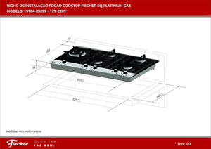 FOGÃO COOKTOP 5Q PLATINUM PRIME ESCOVADO 19784(51515) BIVOLT FISCHER