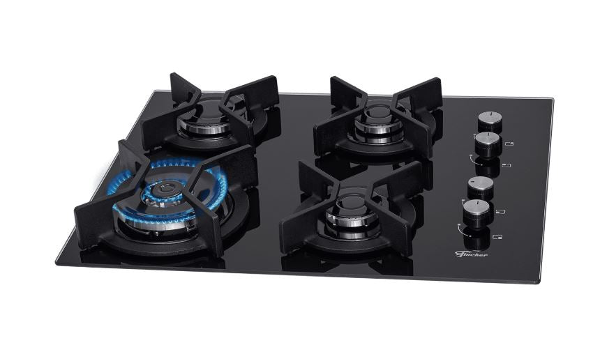 FOGÃO COOKTOP FISCHER 4Q TRIPLA CHAMA INFINITY TREMPE DE FERRO MESA VIDRO BIVOLT 26297-57076