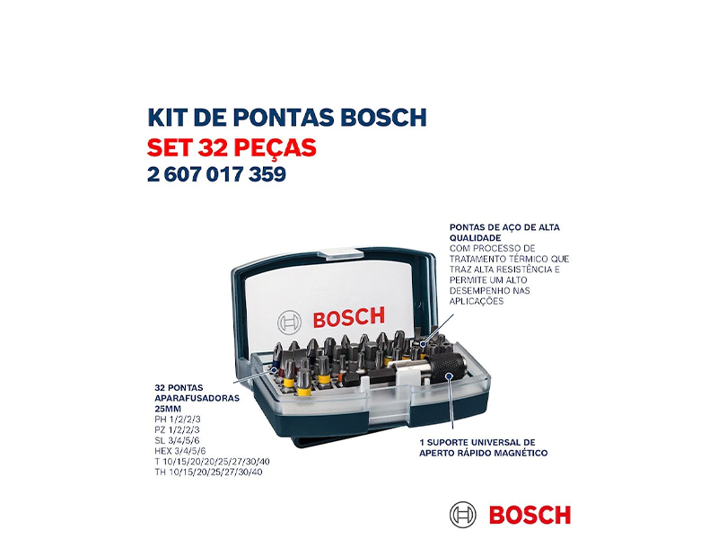 JOGO DE FIXAÇÃO COM 32 PEÇAS 2607017359 BOSCH