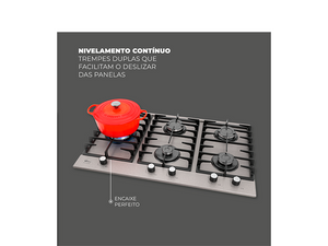 FOGÃO A GÁS COOKTOP 5 BOCAS TRIPLA CHAMA PLATINIUM PRIME 38420[107470] BIVOLT FISCHER