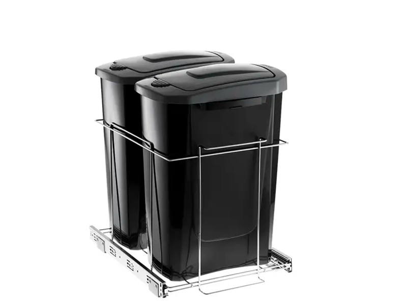 LIXEIRA DESLIZATE DUPLA SLIM CESTO 15L PRETO 2717 SCHMITT