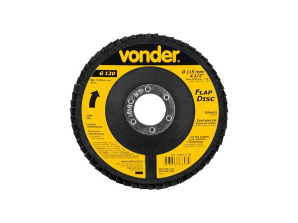 DISCO FLAP CNICO 4.1/2" GRÃO 120 1243412120 VONDER
