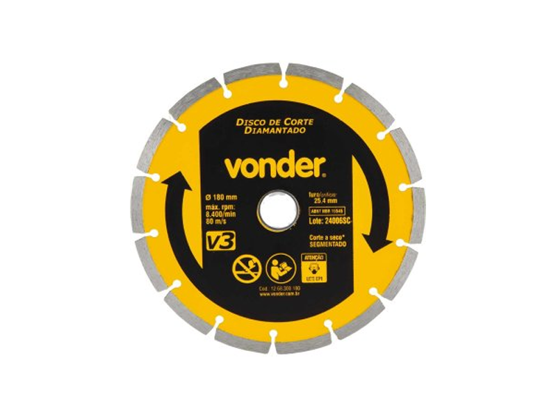 DISCO DE CORTE DIAMANTADO 180MM 1268300180 VONDER