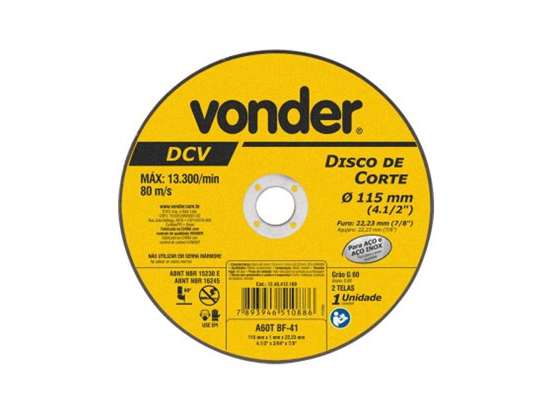DISCO DE CORTE 4.1/2" 115M 1240412100 VONDER