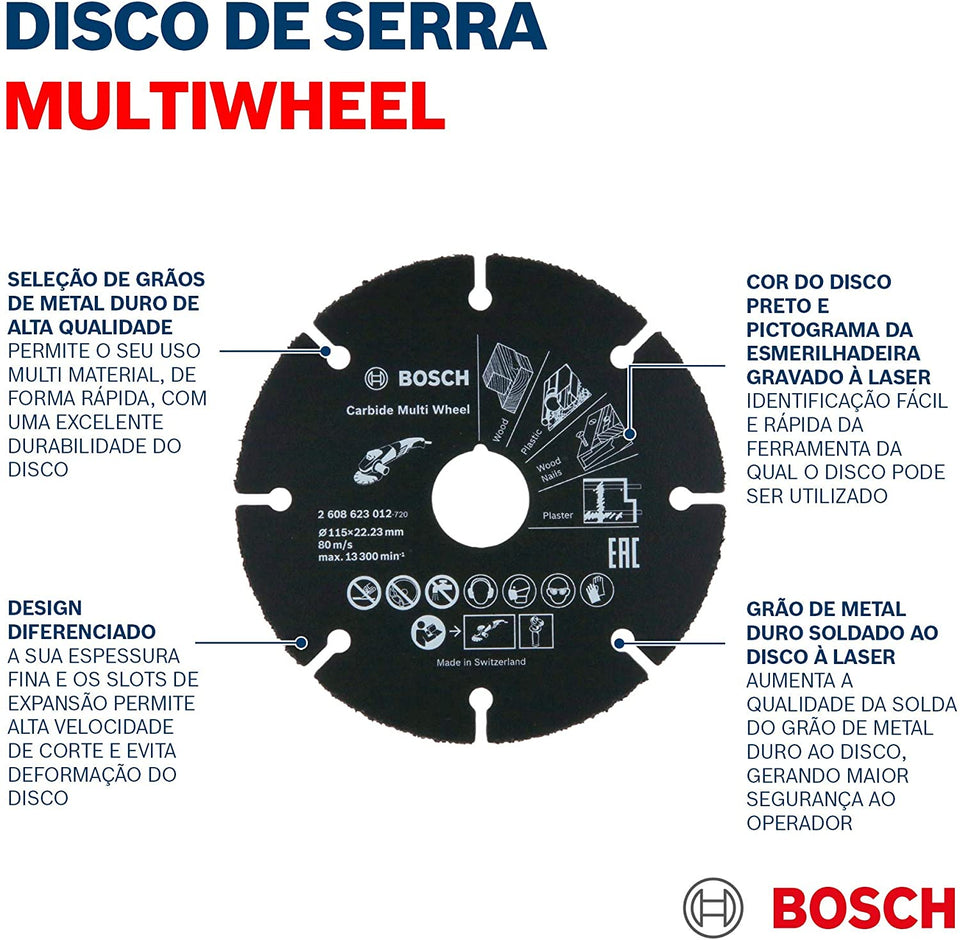DISCO DE CORTE MULTIMATERIAL PARA ESMERILHADEIRA 125MM 2608623013 BOSCH