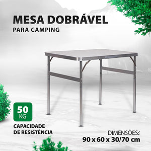 MESA DOBRÁVEL DE ALUMÍNIO 900X600MM TAMPO EM MDF 695838 PALISAD
