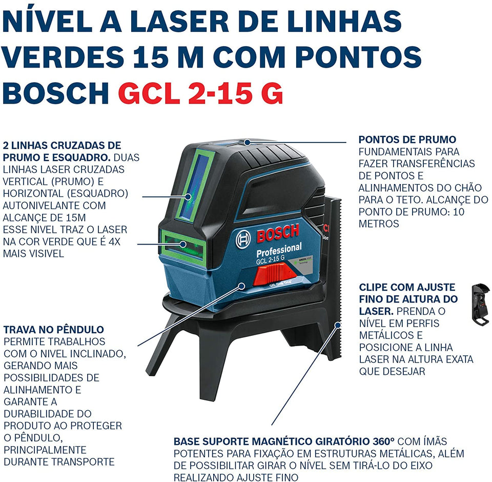 NÍVEL À LASER VERDE GCL 2-15 G 0601066J00 BOSCH