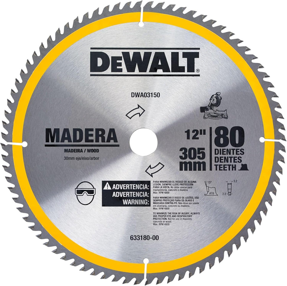 DISCO DE SERRA CIRCULAR 12" 305X30MM 80 DENTES PARA MADEIRA DWA03150 DEWALT