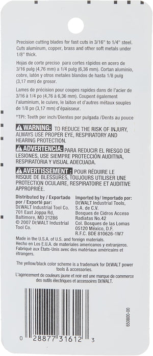 LÂMINA DE SERRA TICO-TICO 3" DW3776-5 COM 5 PEÇAS DEWALT