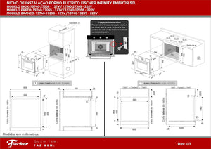 FORNO ELÉTRICO INFINITY DE EMBUTIR 50L PRETO 15740(17056) 220V FISCHER