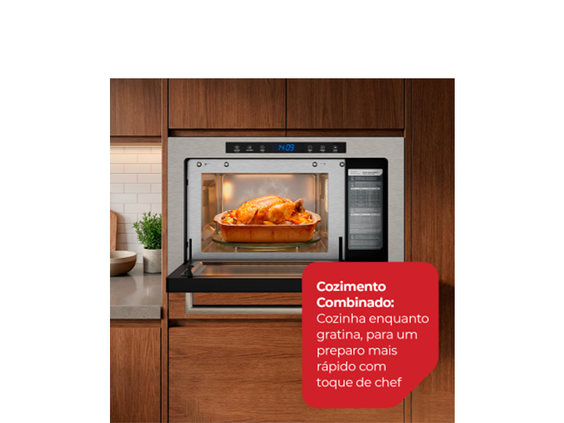 FORNO MICRO-ONDAS DE EMBUTIR 25 LITROS INOX 39070(108541) FISCHER