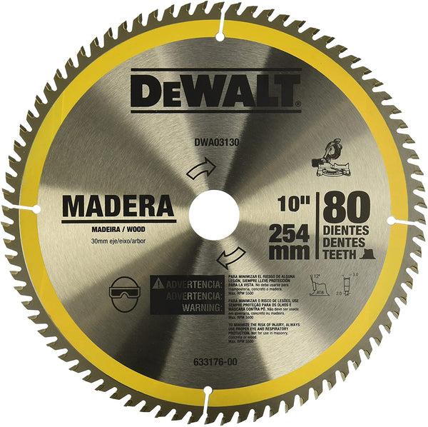 DISCO DE SERRA CIRCULAR 254X30MM 80 DENTES PARA MADEIRA DWA03130 DEWALT