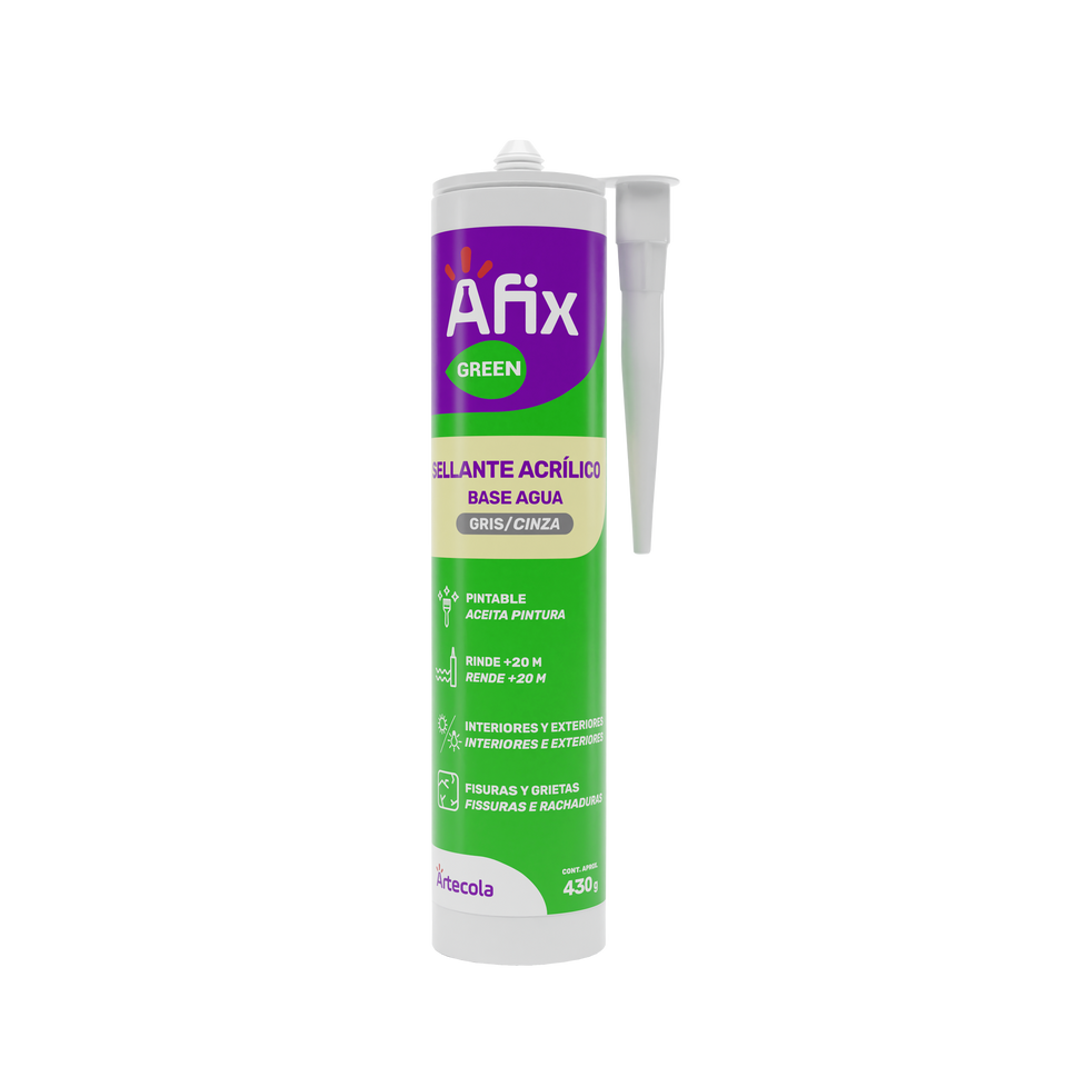 SILICONE SELANTE ACRÍLICO BASE DE ÁGUA GRIS/CINZA 430G AFIX