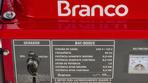 GERADOR DE ENERGIA À GASOLINA 16.5HP 9KVA MONOFÁSICO 110/220V AVR B4T 9000E COM PARTIDA ELÉTRICA 90317270 BRANCO