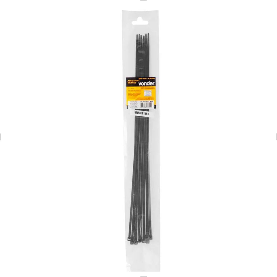 ABRAÇADEIRA DE NYLON PRETO 400X4,8 COM 100 PEÇAS 2815400101 VONDER