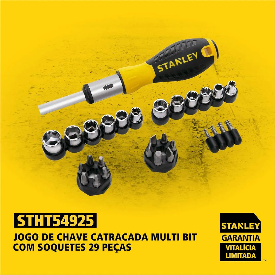 KIT DE CHAVE CATRACA MULTI BIT STHT54925-840 COM 29 PEÇAS STANLEY