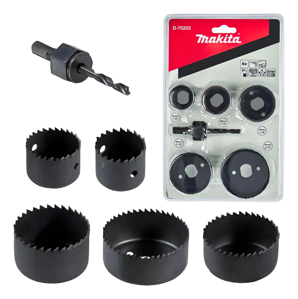 CONJUNTO DE SERRAS COPO AÇO DE CARBONO 6 PEÇAS D-70203 MAKITA