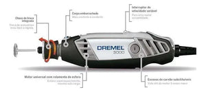 MICRO RETÍFICA SÉRIE 3000 COM 82 ACESSÓRIOS 90W F0133000GB 220V DREMEL