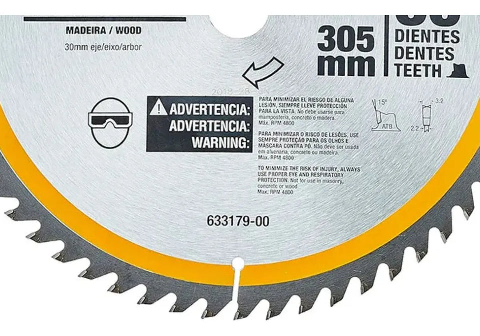 DISCO DE SERRA CIRCULAR 12" 305X30MM 60 DENTES PARA MADEIRA DWA03140 DEWALT