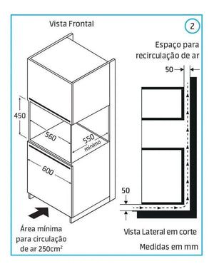 FORNO ELÉTRICO DE EMBUTIR COM MICRO-ONDAS MYAC72 45L 220V MIDEA