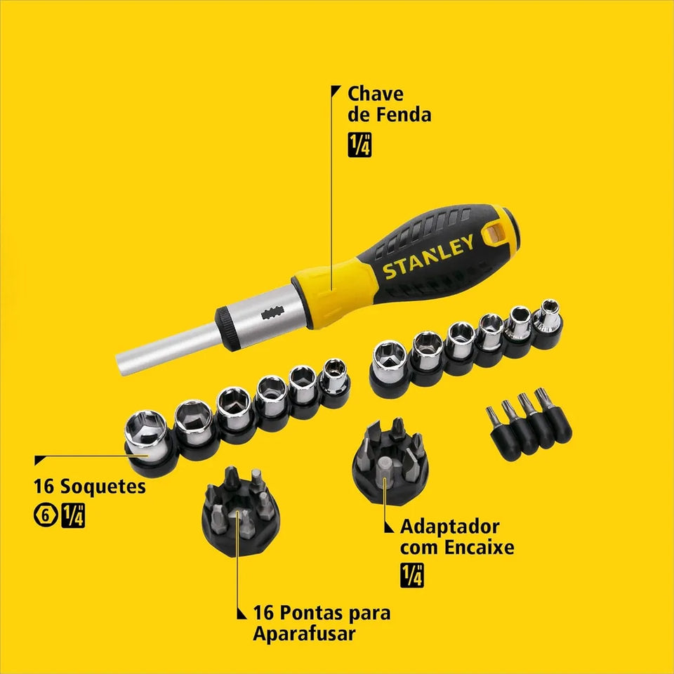 KIT DE CHAVE CATRACA MULTI BIT STHT54925-840 COM 29 PEÇAS STANLEY